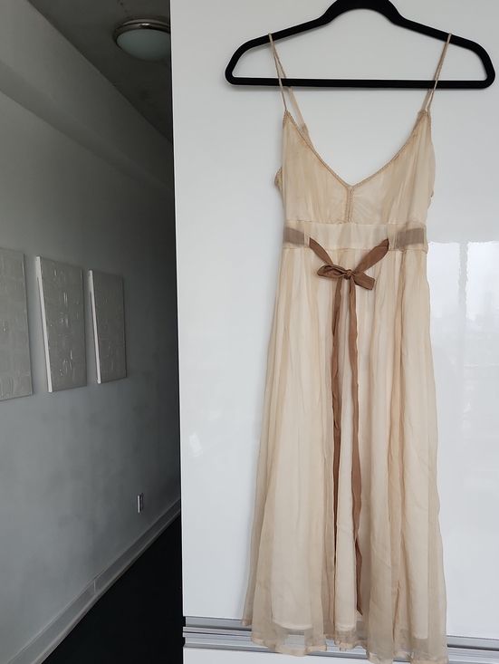 Vero Moda Dresses & Skirts - Vero Moda Cream Midi Slip Dress with Brown Sash